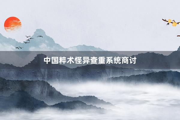 中国粹术怪异查重系统商讨